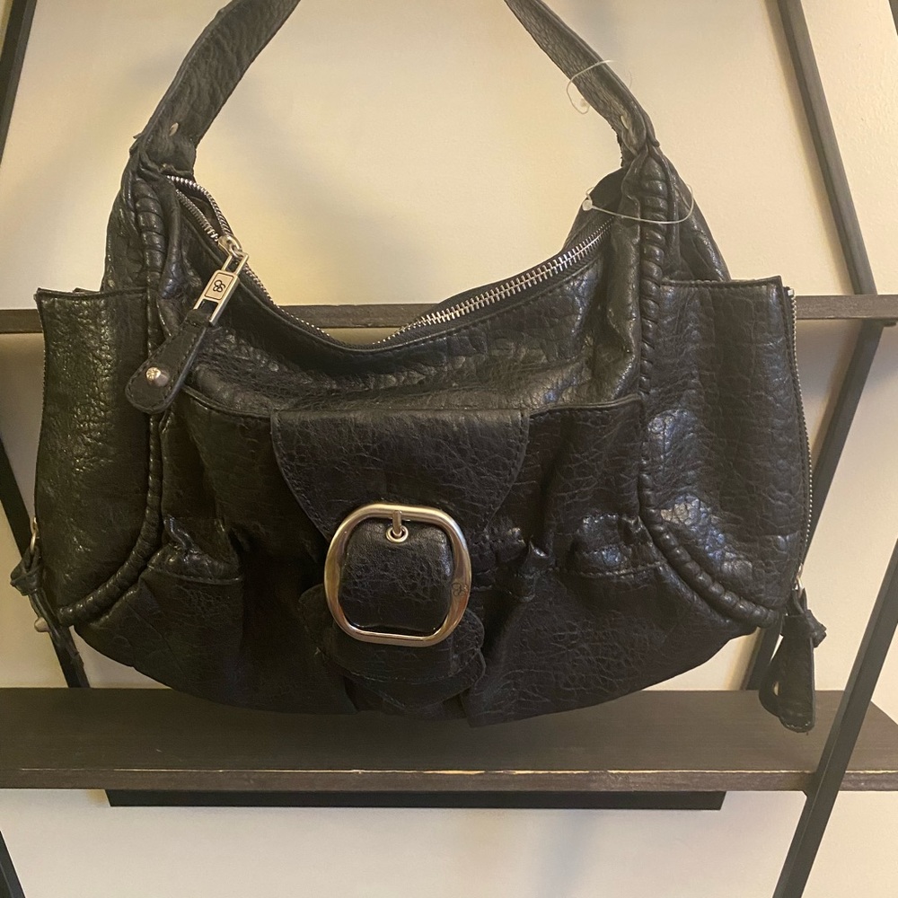 Jessica Simpson Womens Black Faux Leather Handbag Medium.